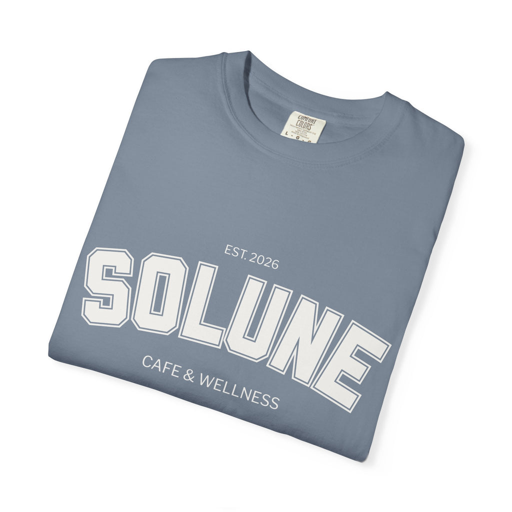 Solune Minimalist White T-Shirt — Subtle Embossed 'SOLUNE' Chest Tee