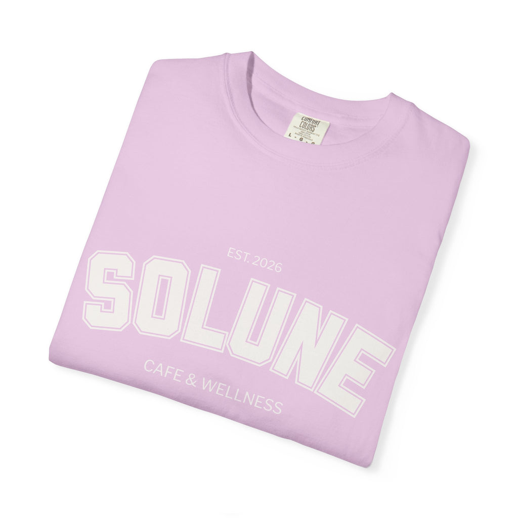 Solune Minimalist White T-Shirt — Subtle Embossed 'SOLUNE' Chest Tee