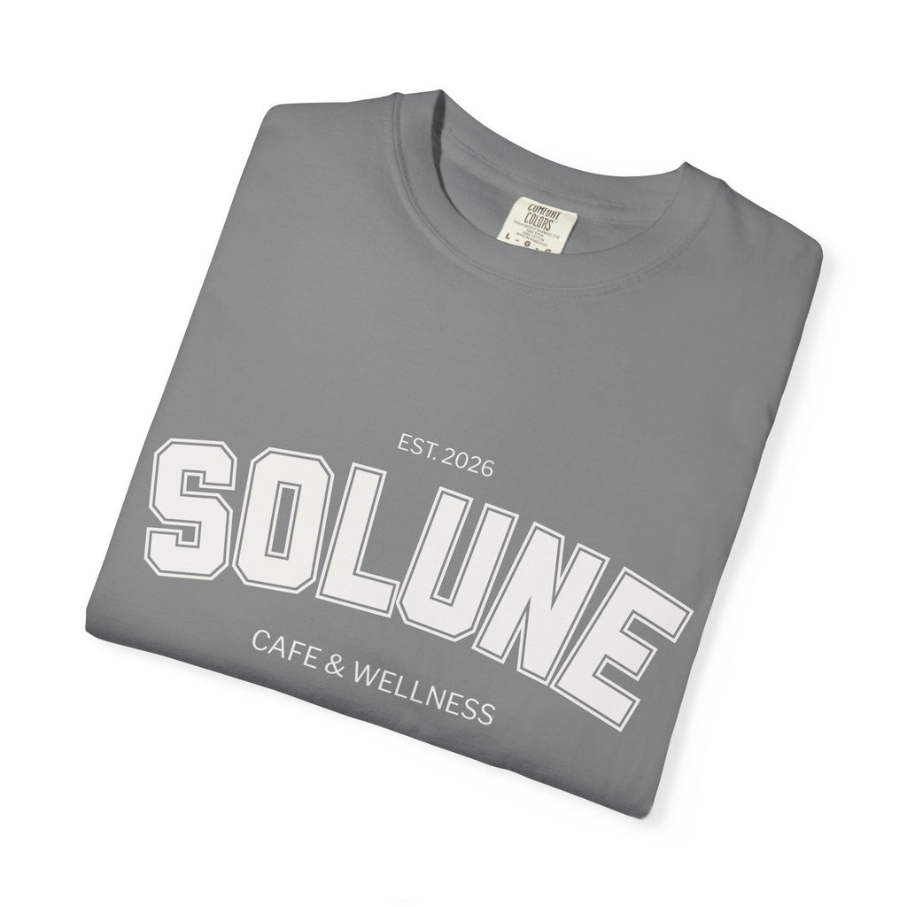 Solune Minimalist White T-Shirt — Subtle Embossed 'SOLUNE' Chest Tee