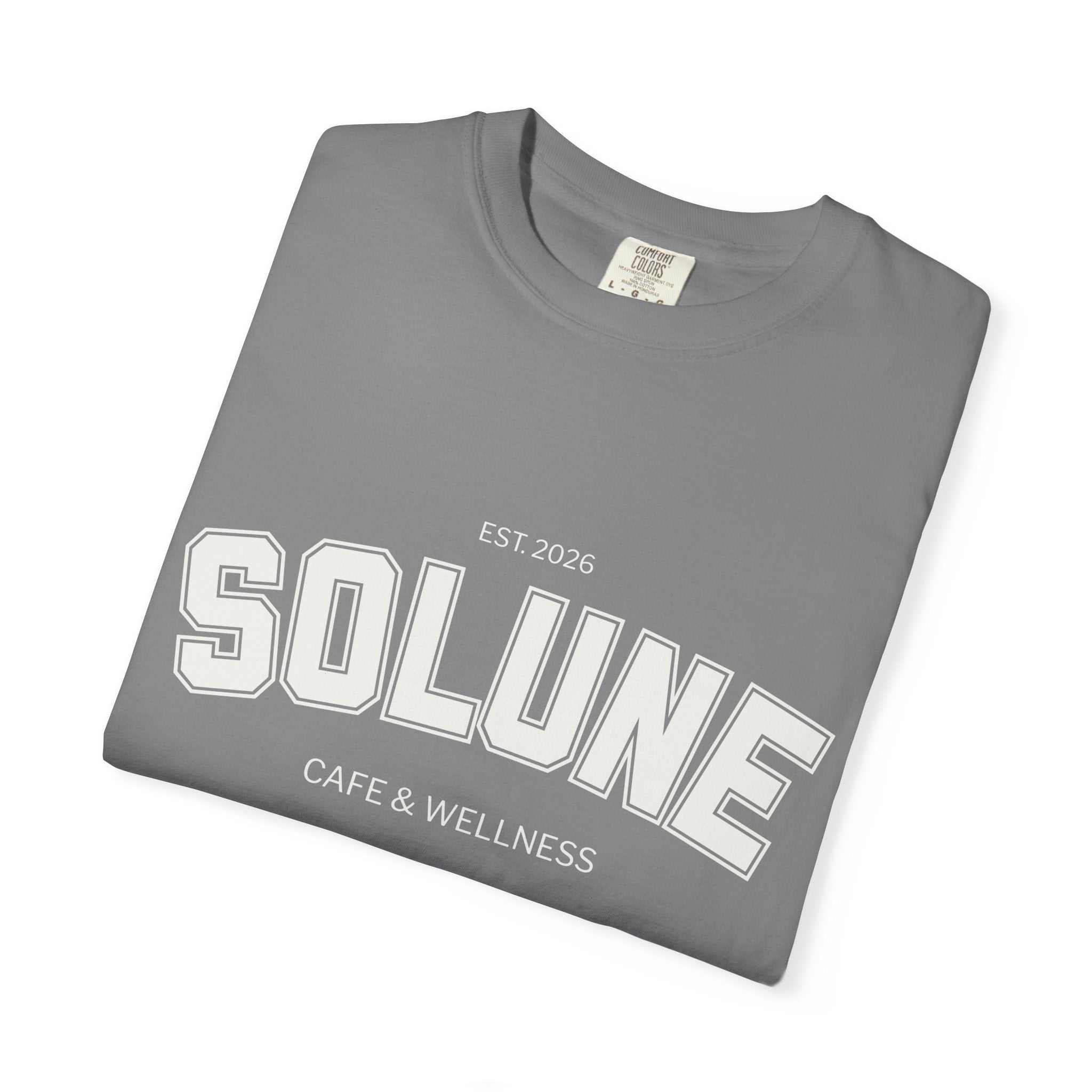 Solune Minimalist White T-Shirt — Subtle Embossed 'SOLUNE' Chest Tee