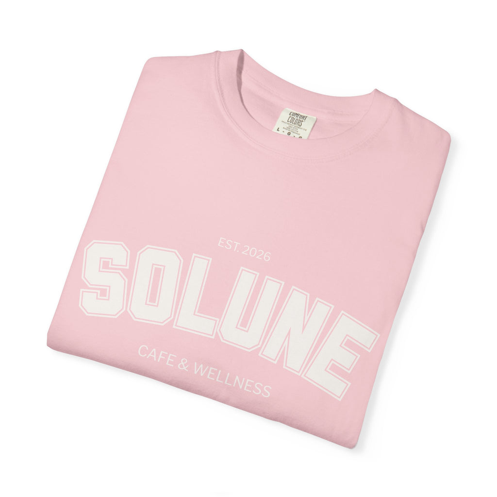 Solune Minimalist White T-Shirt — Subtle Embossed 'SOLUNE' Chest Tee