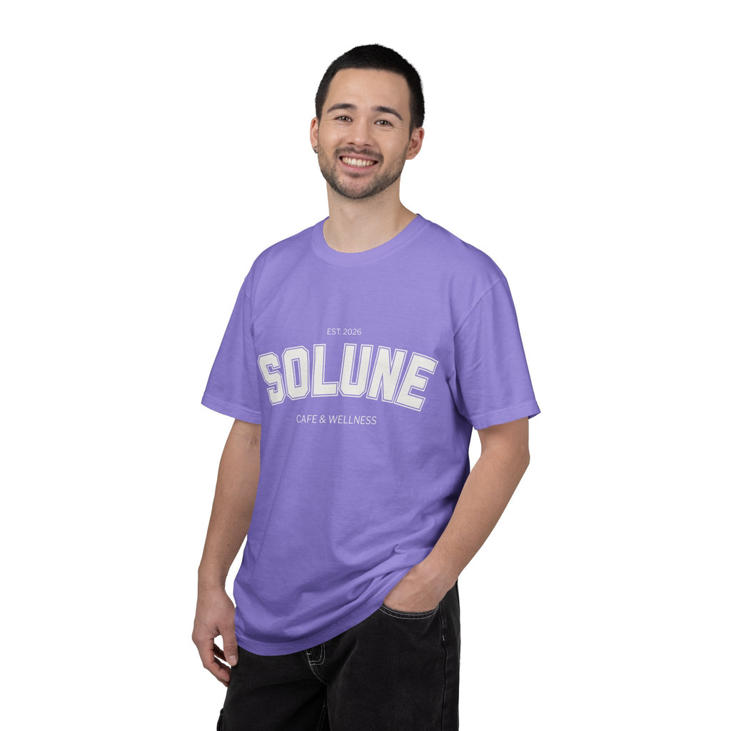 Solune Minimalist White T-Shirt — Subtle Embossed 'SOLUNE' Chest Tee