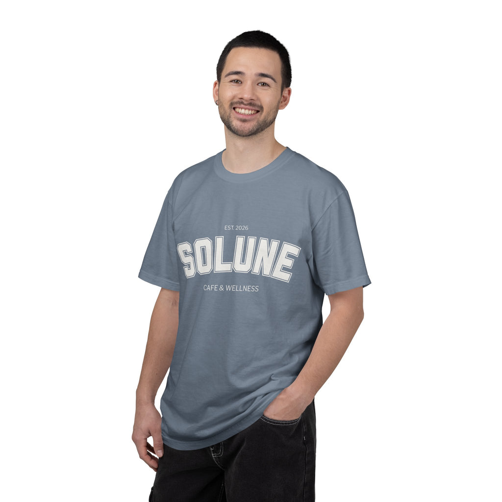 Solune Minimalist White T-Shirt — Subtle Embossed 'SOLUNE' Chest Tee