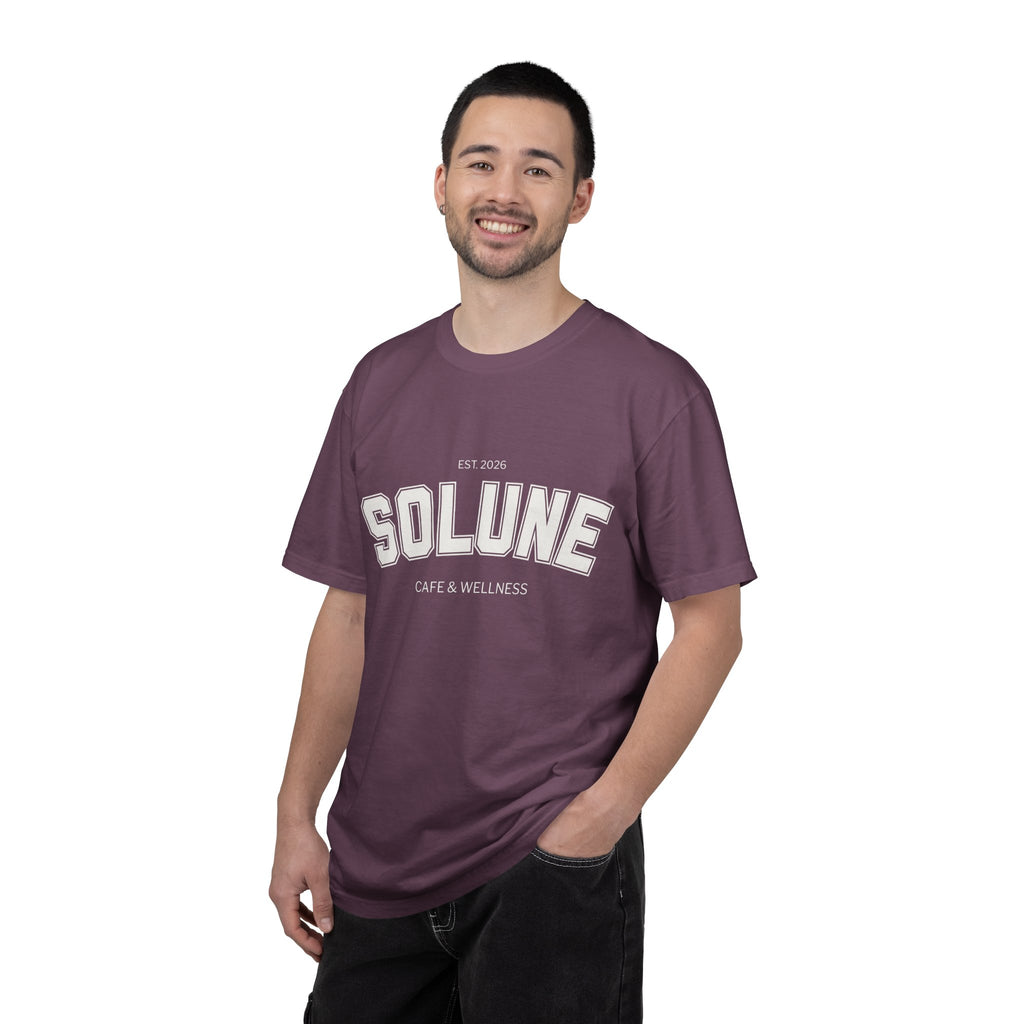 Solune Minimalist White T-Shirt — Subtle Embossed 'SOLUNE' Chest Tee